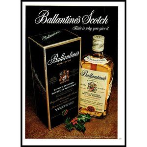 1974 Ballantine's Scotch Taste Is Why You Give It Vintage Print Ad Christmas Art